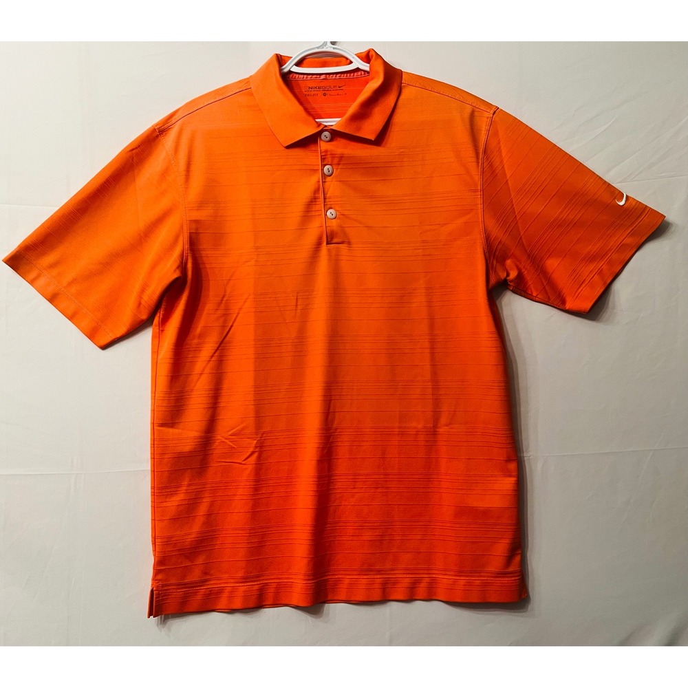 Nike Golf Dri-FIT Orange Striped Polo Shirt - Men's Medium